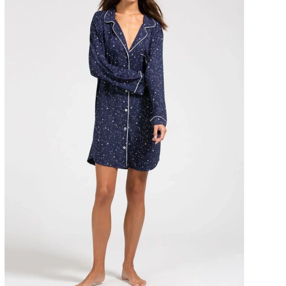 Eberjey Gisele Navy Blue Starlight Sleepshirt Women's Size XS *Flaw*